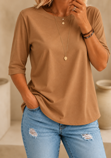 CalveraComfort – Women's Essential Round-Neck Cotton Tee