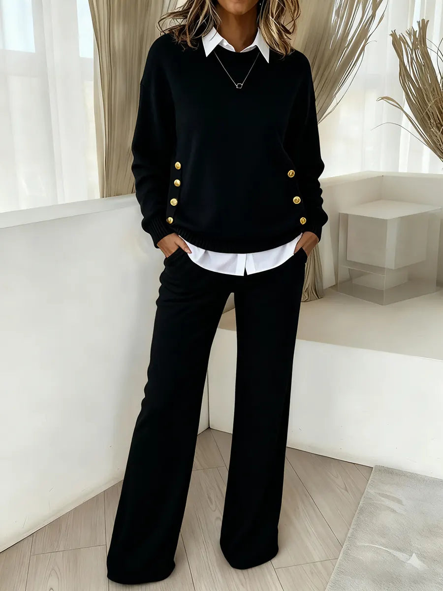 💛 LayerEase – Women’s Pullover Sweater and Pants Set