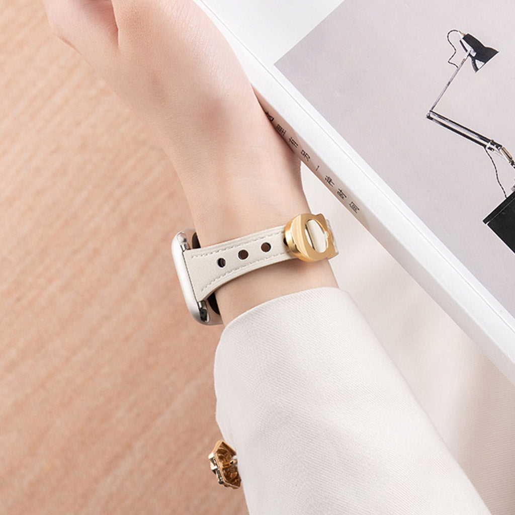 CharmCurve – Slim Genuine Leather Apple Watch Strap with Metal Charm