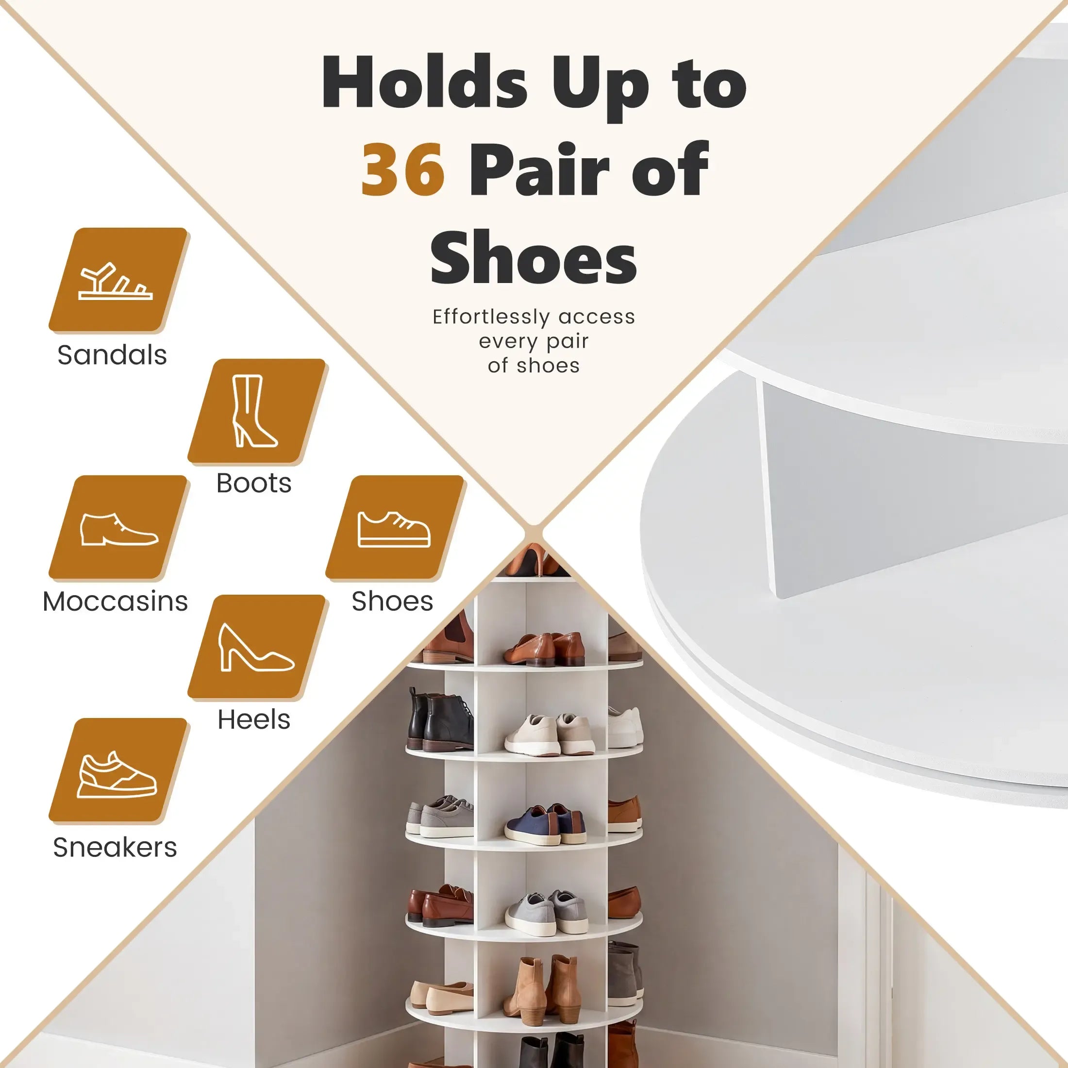 ShoeSpin – 360° Rotating Shoe Storage Tower