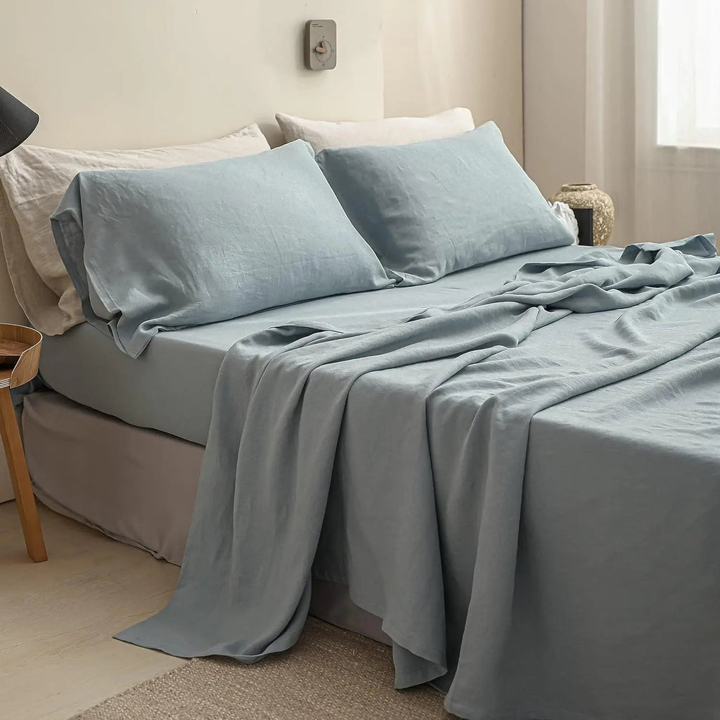 LinenDrift – 100% Linen 4-Piece Bed Sheet Set, Breathable & Moisture-Wicking