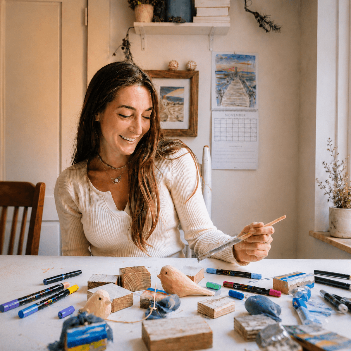 DoodleBirdie – Hand-Carved Wooden Bird & Marker Craft Kit 🦜