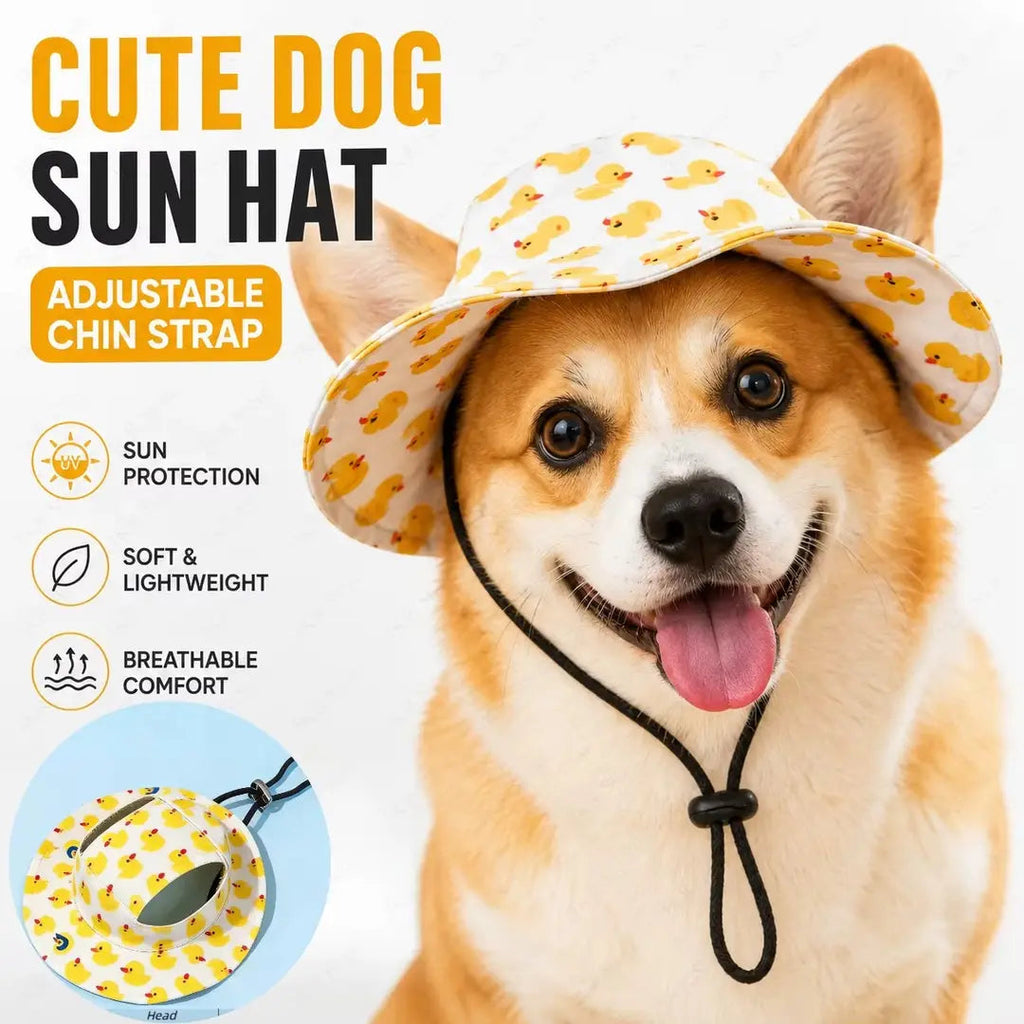 PawShade – Adjustable Wide-Brim Sun Bucket Hat for Dogs & Cats