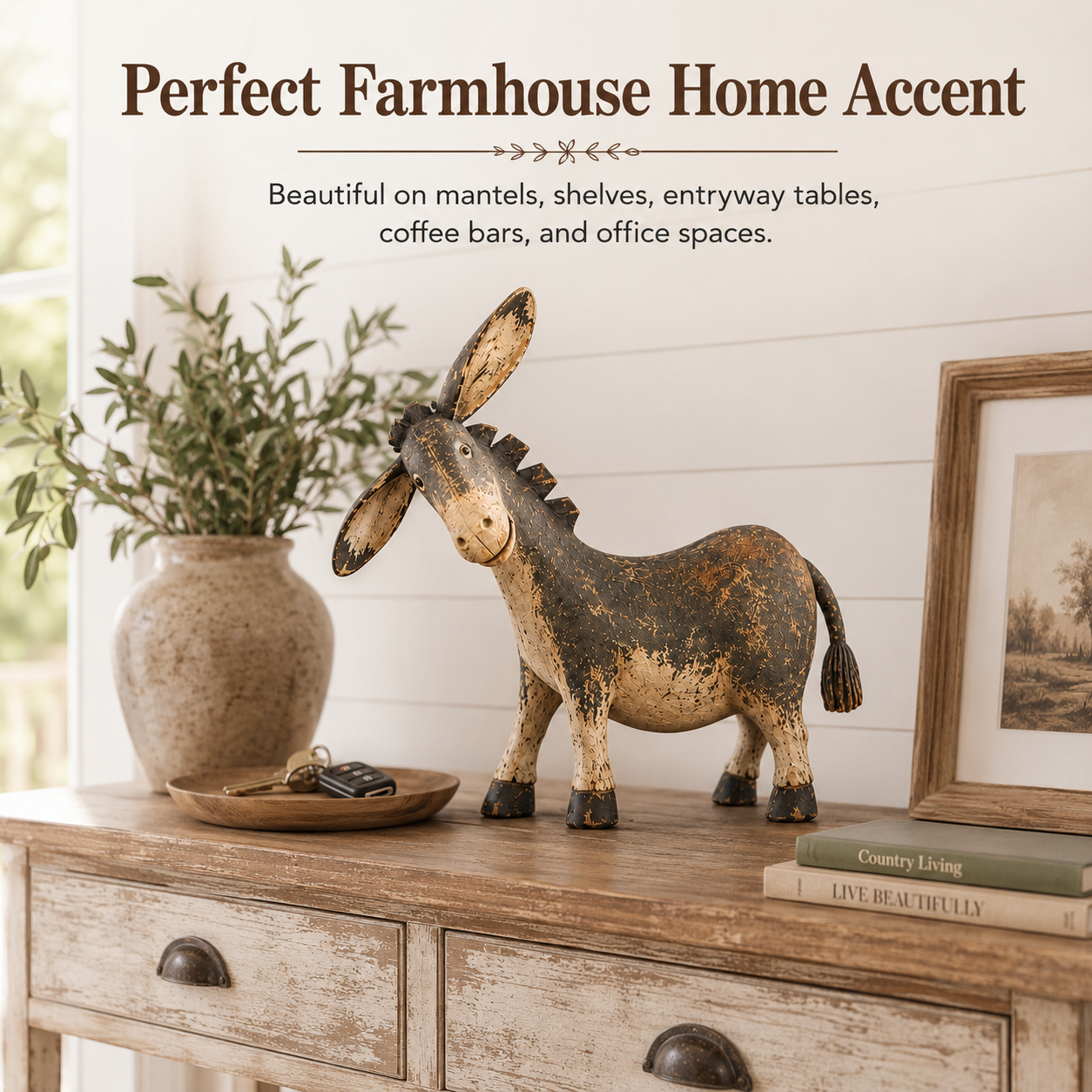 DonkeyCharm – Rustic Resin Figurine for Farmhouse Decor