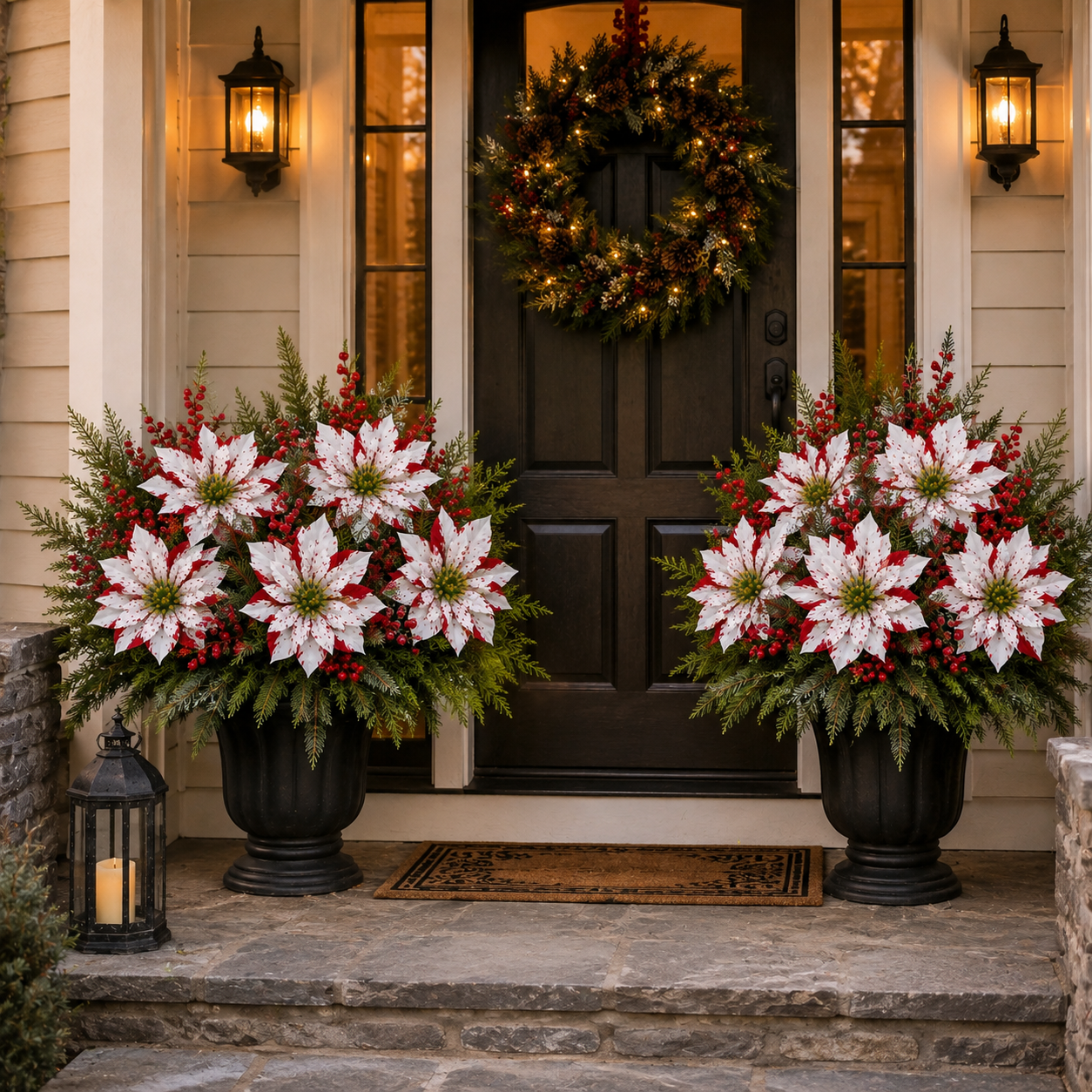 🌸 PoinsettiaGlow – Classic Red Artificial Christmas Planter Inserts