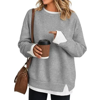 LayerEase – Women’s Oversized Faux Two-Piece Sweatshirt