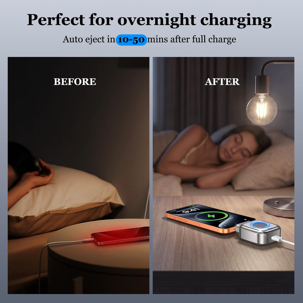 140W Type-C Physical-Disconnect Battery Guard Power Bank - Chargeable Mobile Protection Device with Auto-Eject, Smart Auto-Stop, Anti-Overcharge Tech, Green Light, High Compatibility for Safe Overnight Use, Digital