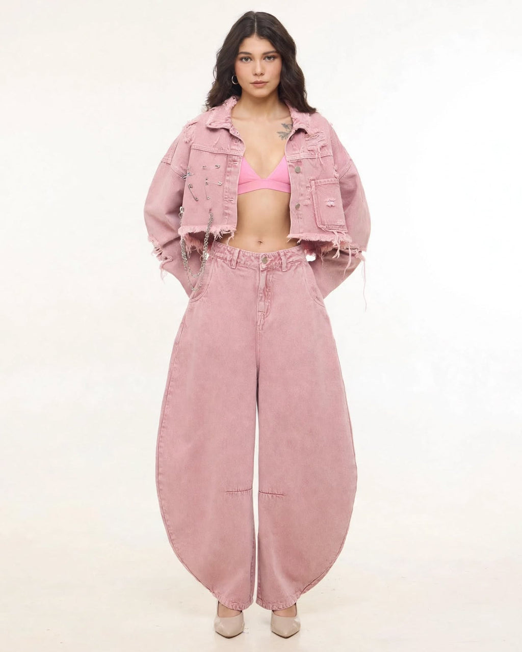 BarrelBloom – High-Rise Barrel Cut Wide-Leg Denim