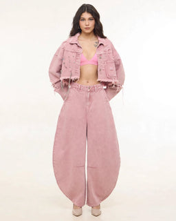 BarrelBloom – High-Rise Barrel Cut Wide-Leg Denim