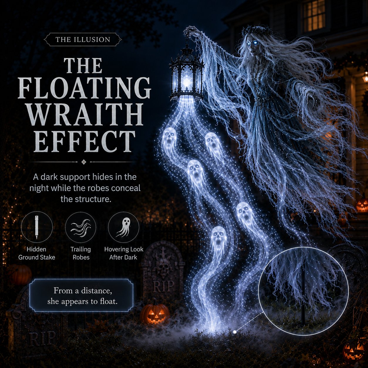 Ground-supported wraith creating a floating illusion