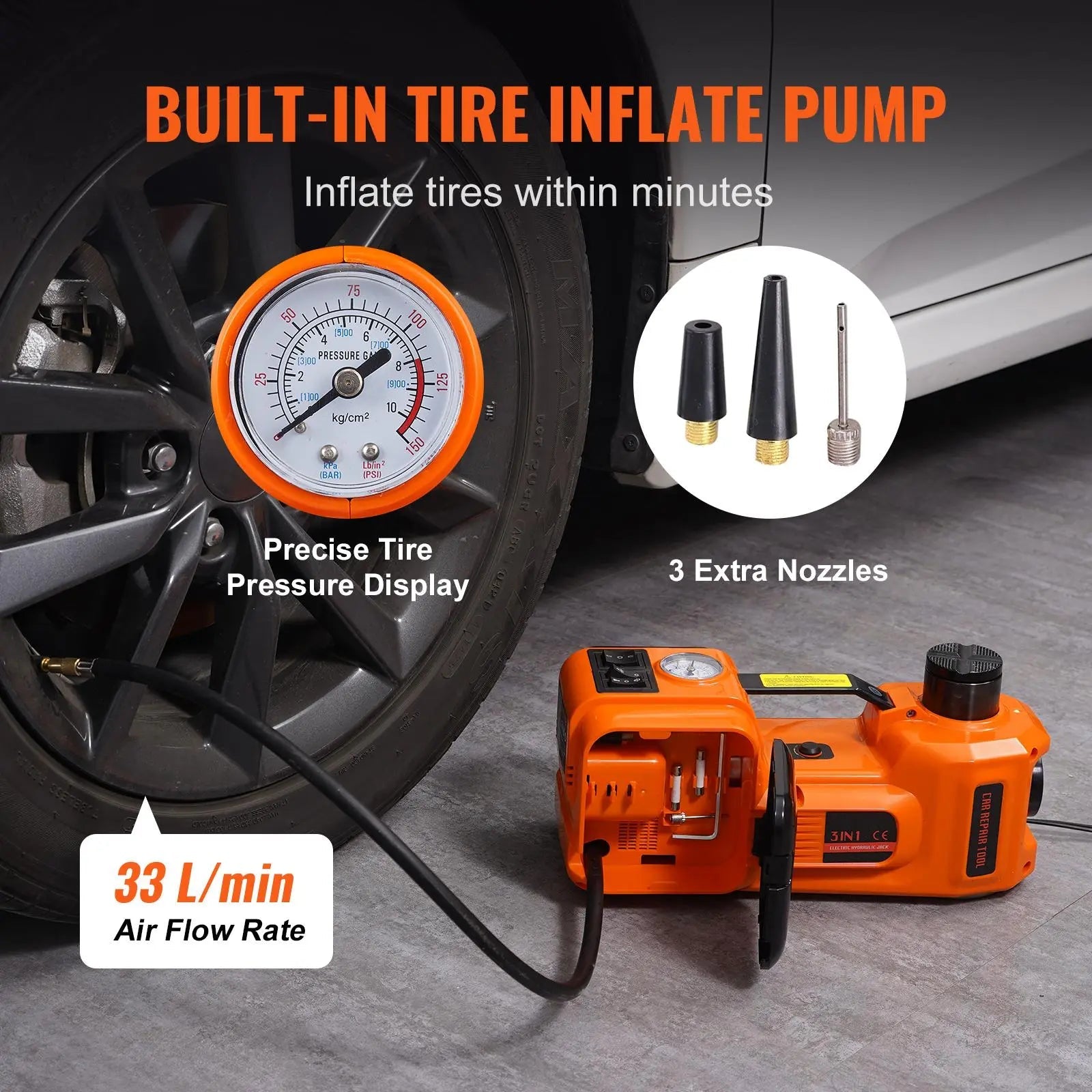 JackVolt – 💯🚗 5 Ton Electric Hydraulic Car Jack Lift with Air Pump