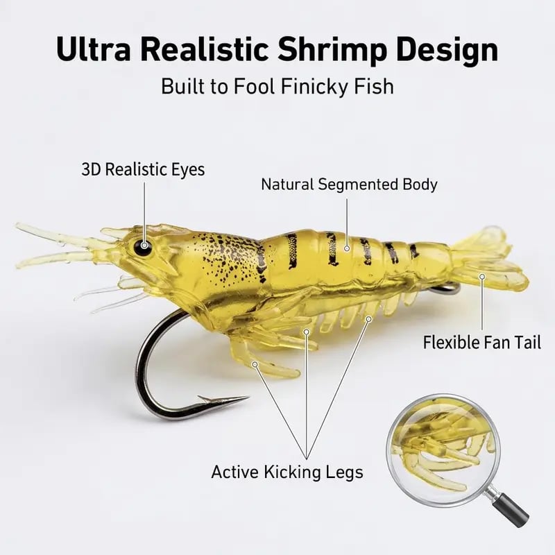 🦐 ShrimpSnap – 1.5-Inch (3.8 cm) Realistic Soft Fishing Lures