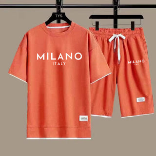 MilanoEase – Men's Printed T-Shirt and Drawstring Shorts Set