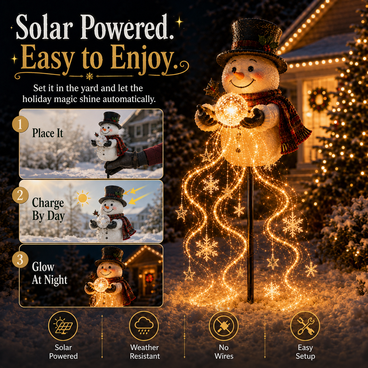 SnowFountain – 🎄🎄 Snowman Magic Fountain Flowing Snowflake LED Christmas Garden Light❄️