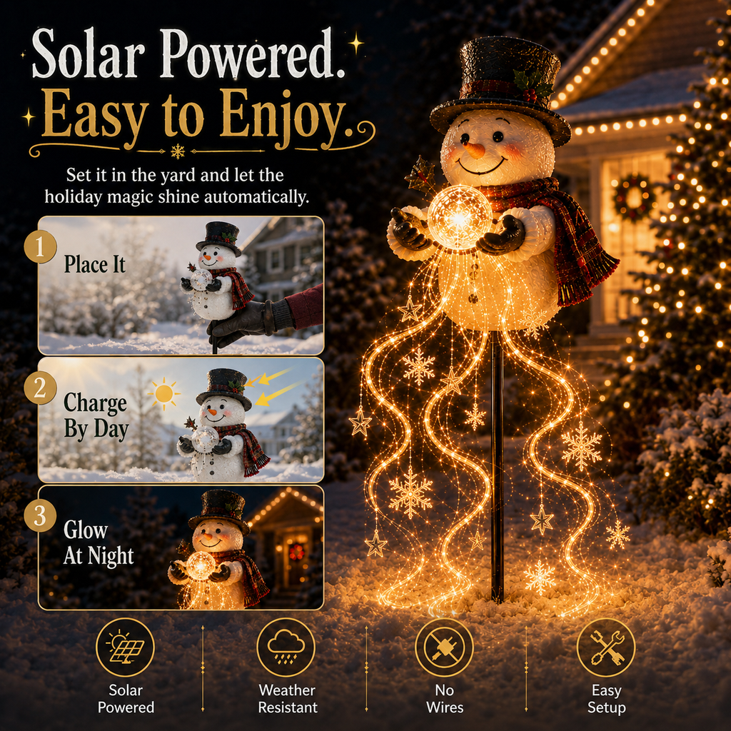 SnowFountain – 🎄🎄 Snowman Magic Fountain Flowing Snowflake LED Christmas Garden Light❄️