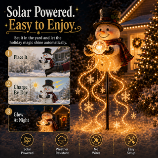 SnowFountain – 🎄🎄 Snowman Magic Fountain Flowing Snowflake LED Christmas Garden Light❄️