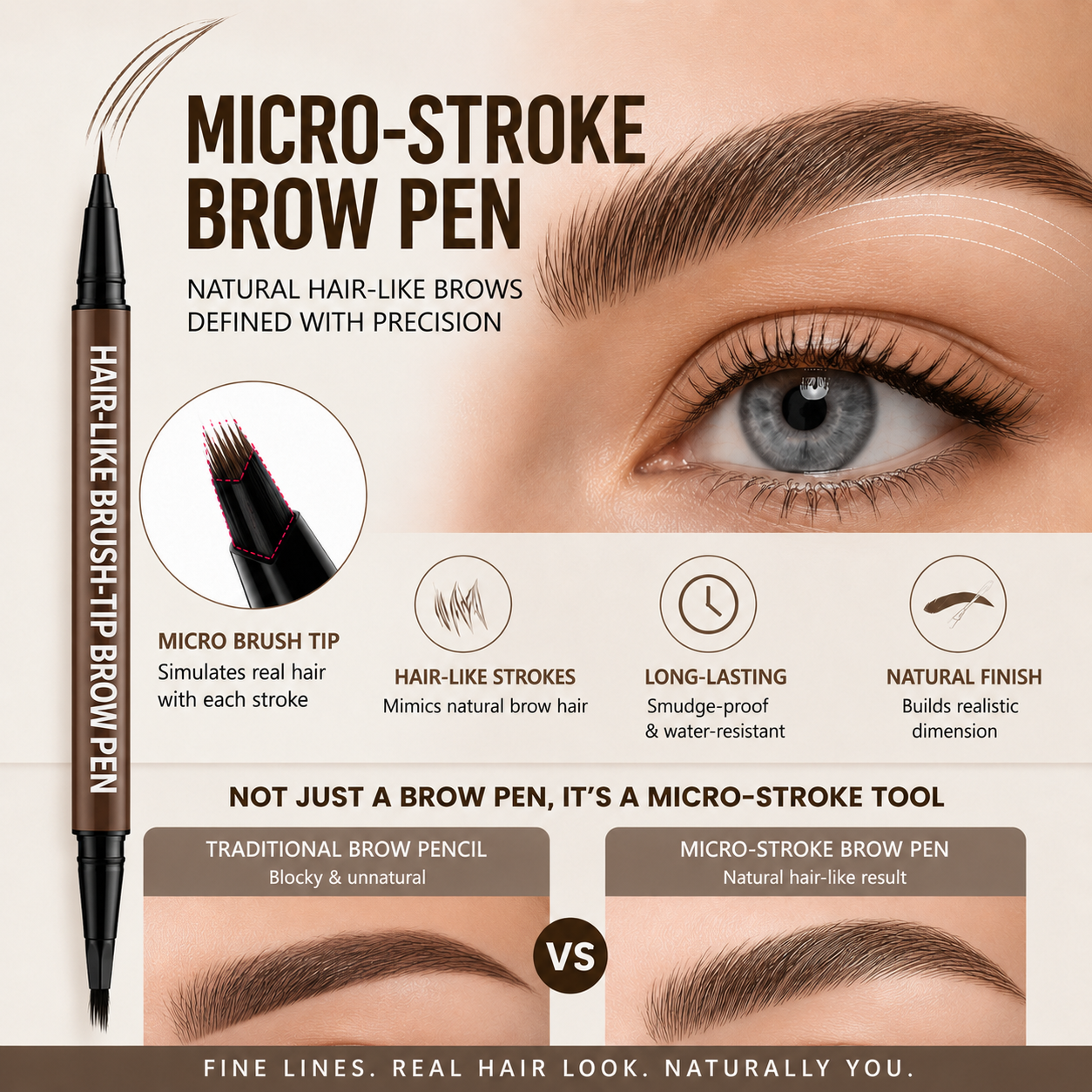 BrowStroke – Waterproof Hair-Like Brush-Tip Brow Pen, Set of 2