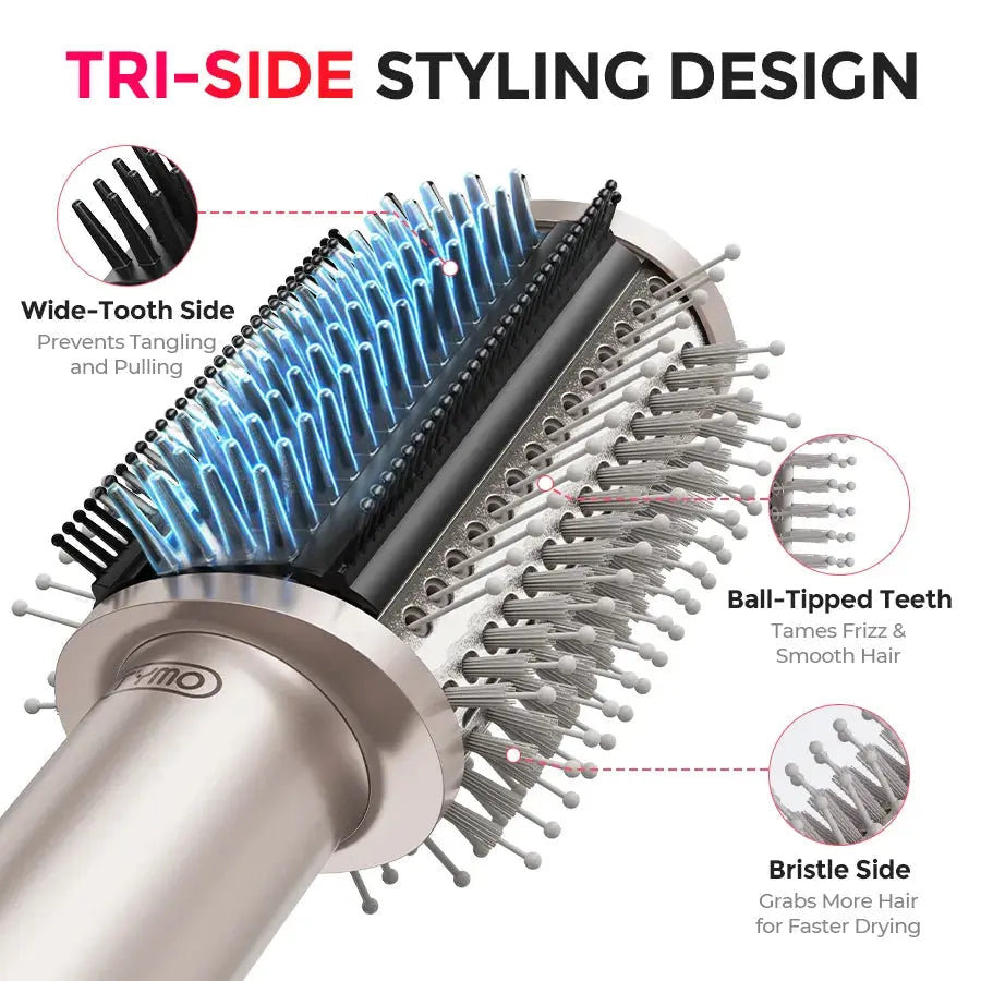 AirBeam Champagne – TYMO 3-in-1 Hot Air Dryer Brush for One-Step Drying & Styling