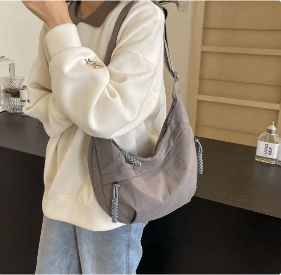 CrescentCarry – 🏆👜 Women's Plain-Color Nylon Crossbody Hobo Bag