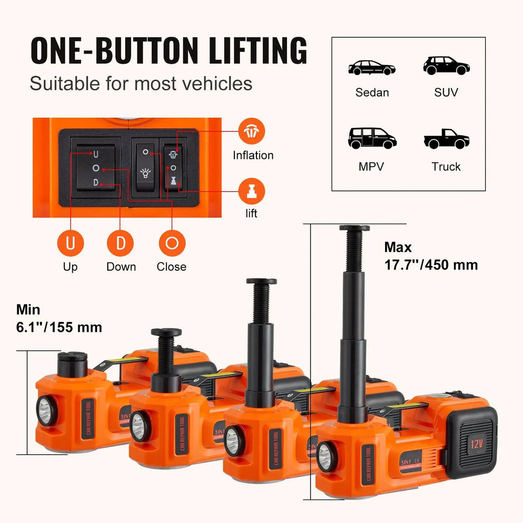 JackVolt – 💯🚗 5 Ton Electric Hydraulic Car Jack Lift with Air Pump