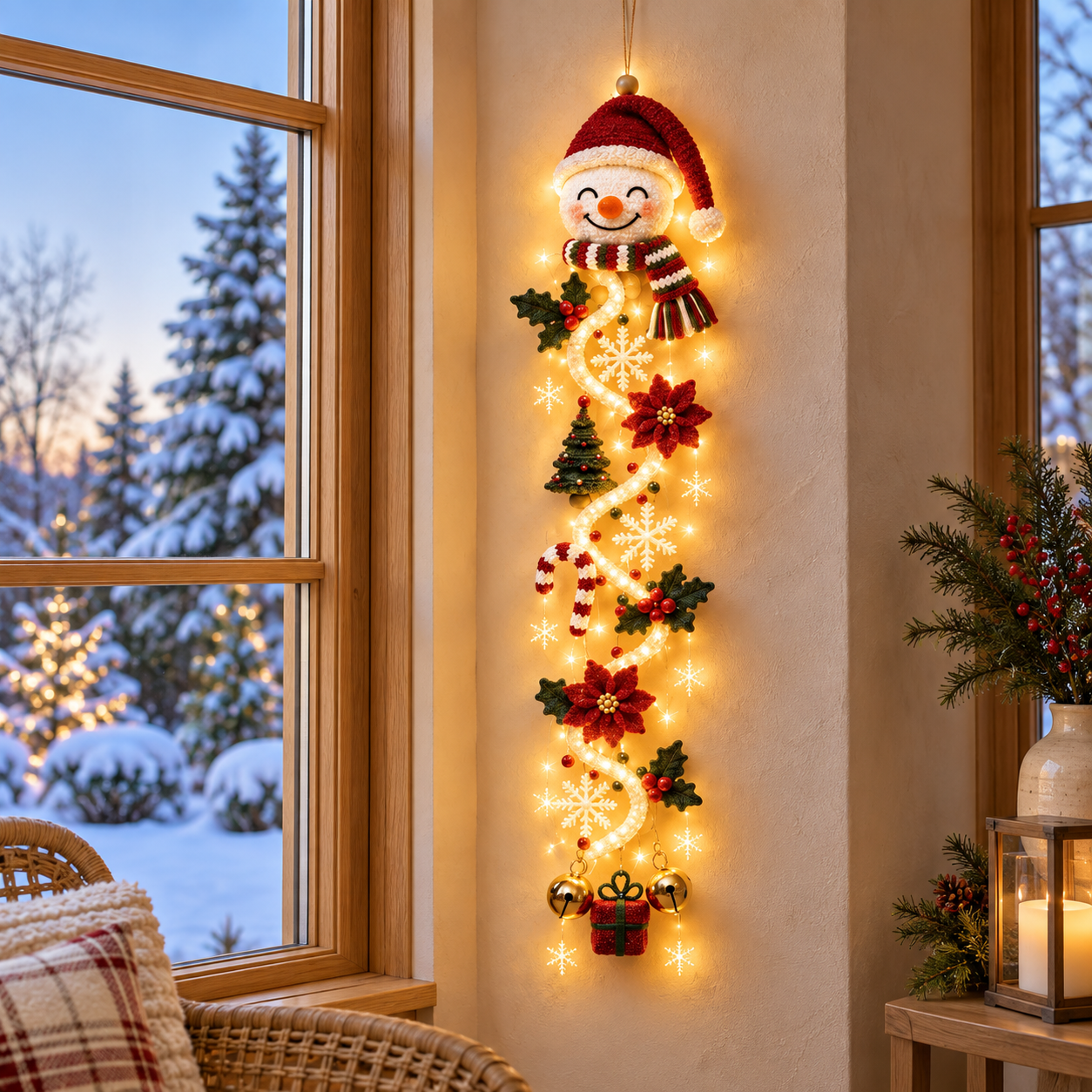 YuleGlow – 🎄 Glowing Christmas Door Hanger with 6 Festive Lighted Designs & Space-Saving Vertical Décor ✨