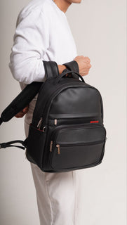 RedCore – Black Vegan Leather Laptop Backpack