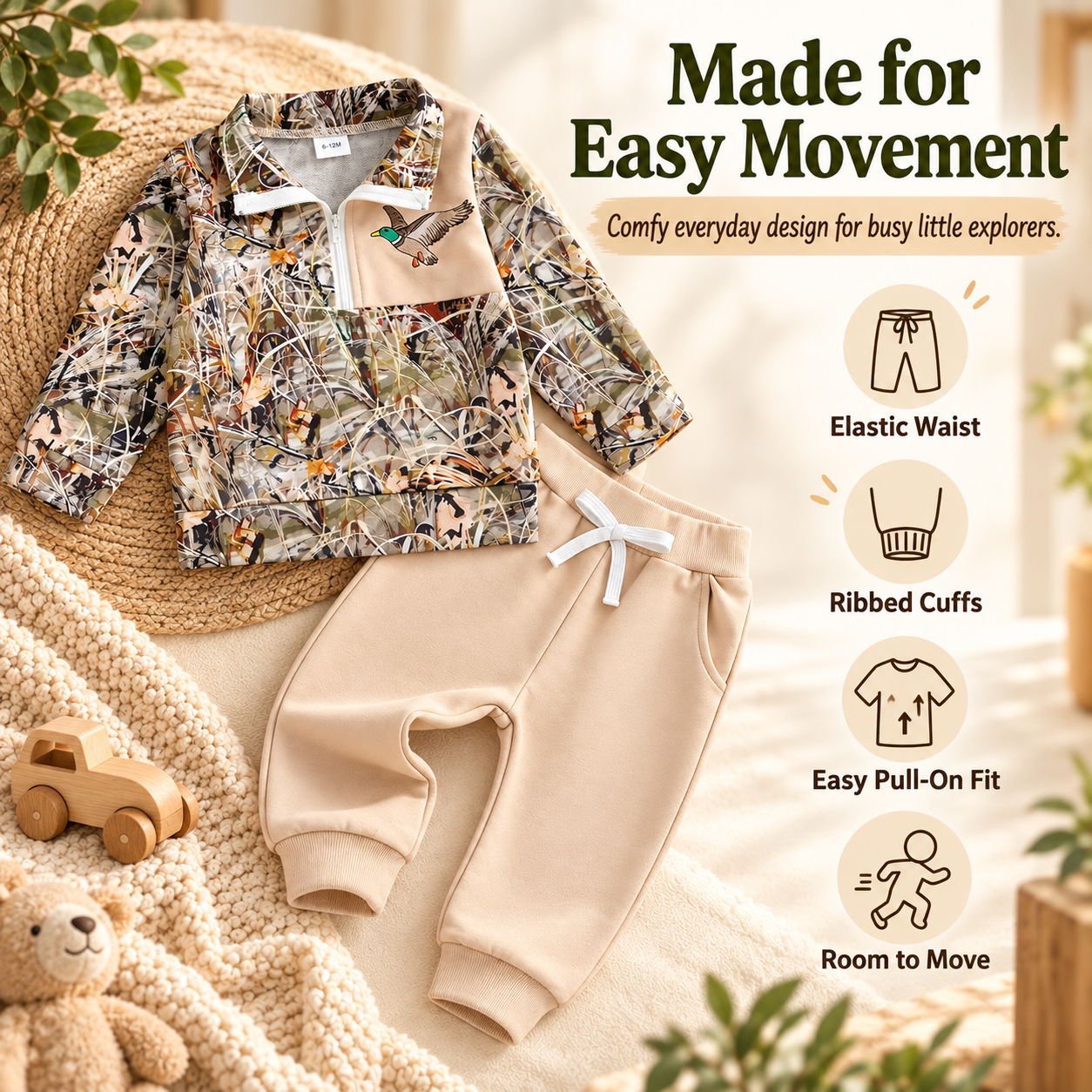 DuckTrail – ✨Toddler Duck Camo Outfit, Easy 2-Piece Style for Little Explorers