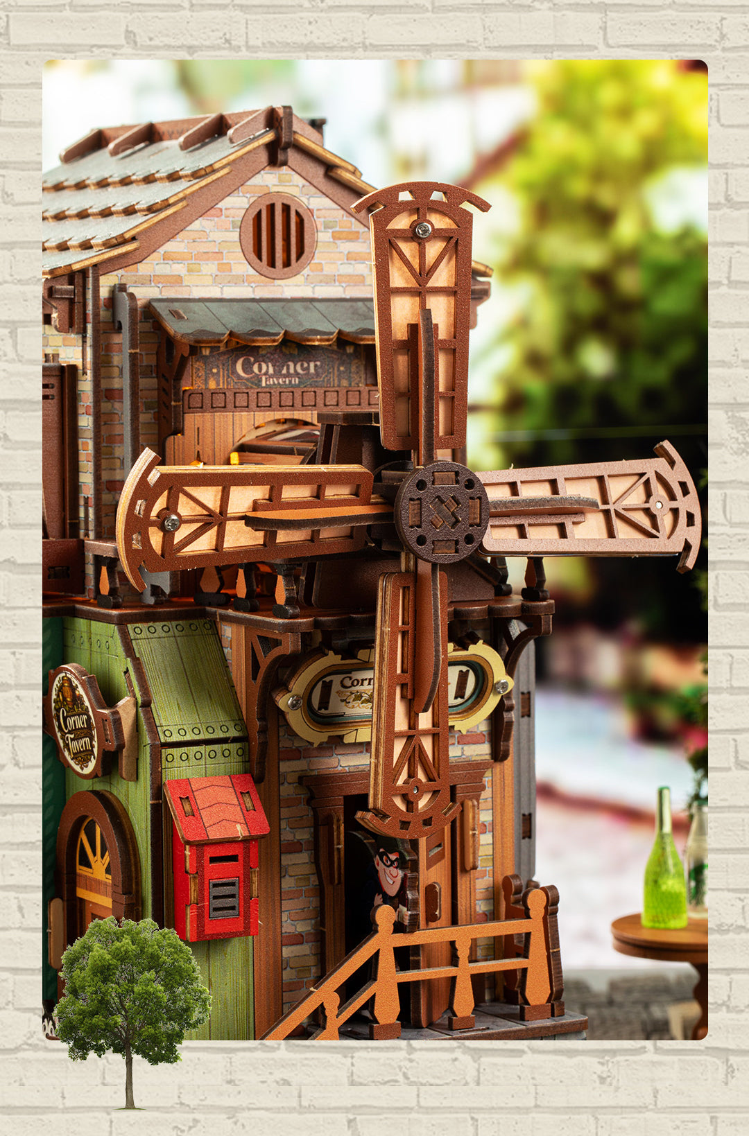Corner Tavern side windmill and upper wine rack
