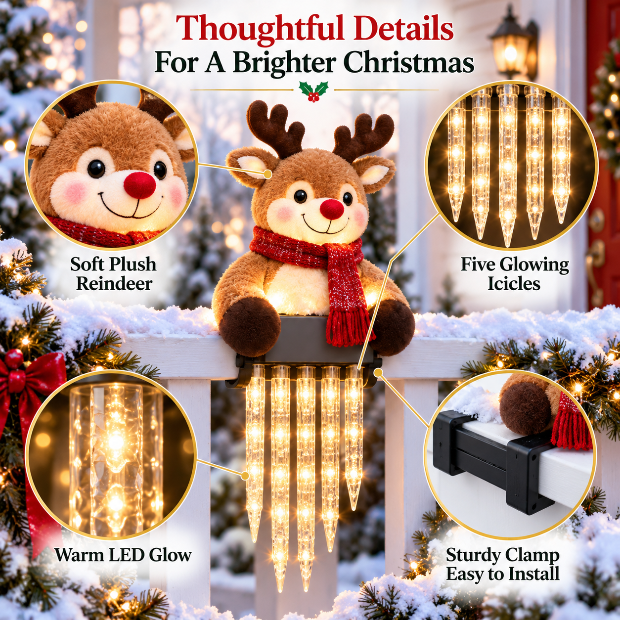 WinterGlow – Christmas Holiday Friends Icicle Railing Lights