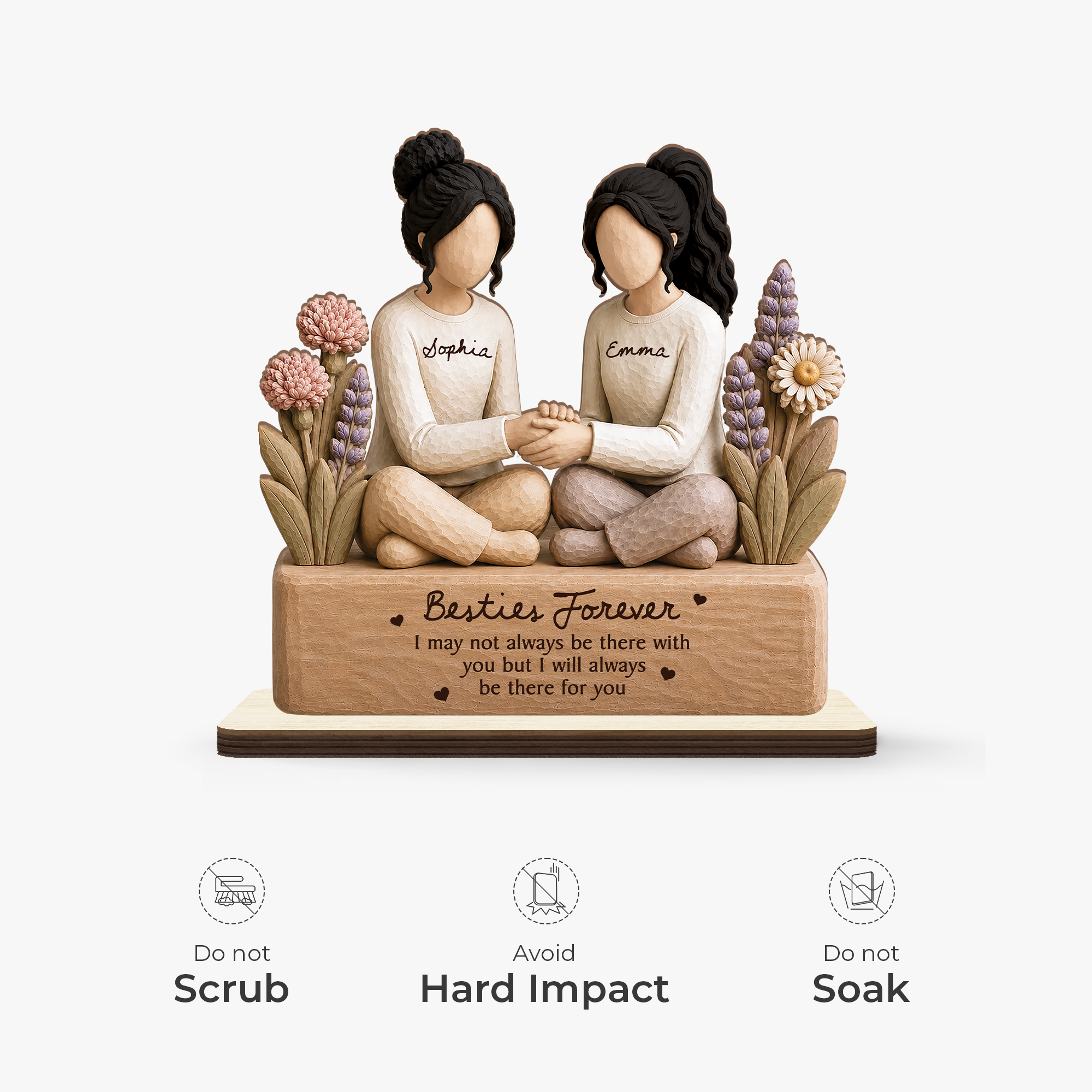 BestieBond – Personalized Layered Wooden Plaque with Flat Stand