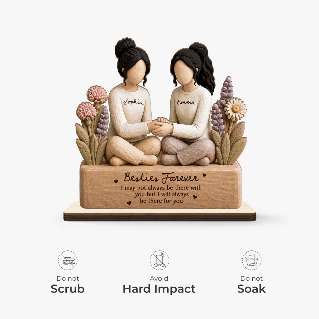BestieBond – Personalized Layered Wooden Plaque with Flat Stand