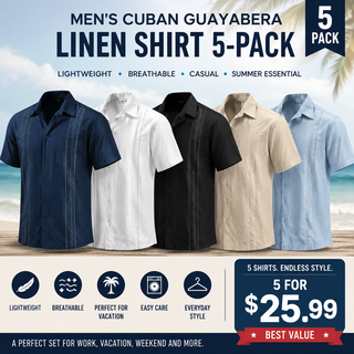 GuayaBreeze – Men's Cuban Guayabera Linen-Blend Short Sleeve Button-Down Shirt