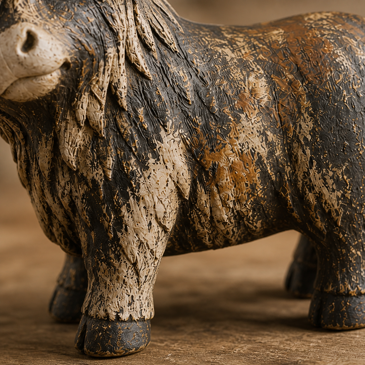 🐮 CuriousCoo – Rustic Highland Cow Figurine for Charming Farmhouse Tabletop Decor