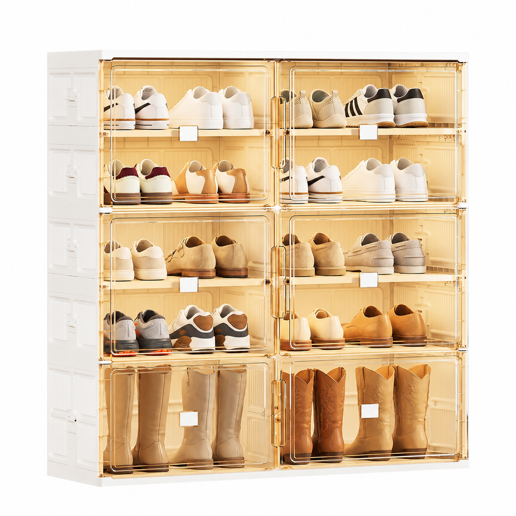 ClearStack – Foldable Shoe Organizer with Magnetic Doors