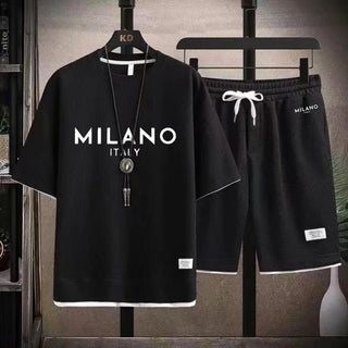 MilanoEase – Men's Printed T-Shirt and Drawstring Shorts Set