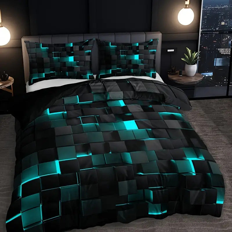 GlowCube – 3D Gradient Duvet Cover Set