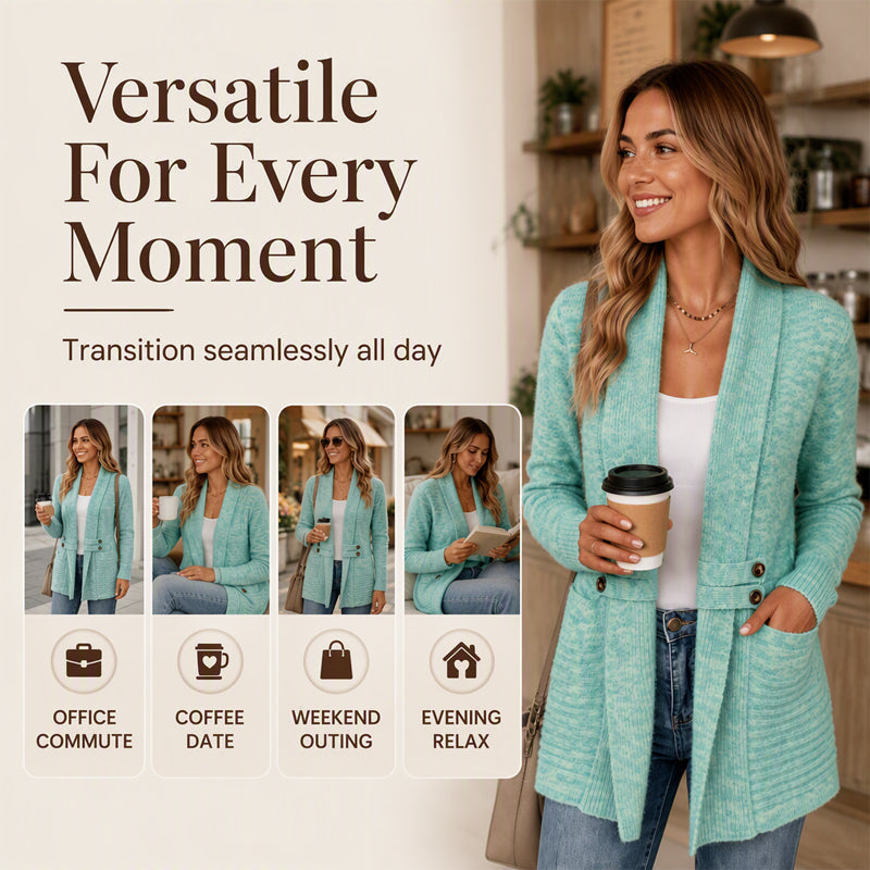 ✨KnitGrace – Women’s Double-Breasted Knit Cardigan 🤍