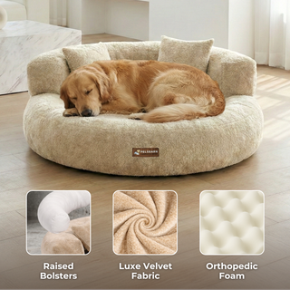 CloudNest – Orthopedic Velvet Dog Bed with Raised Bolsters