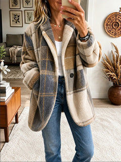 PlaidGlow – 🤲✨ Cozy Women's Plaid Fleece Coat in Bold Color