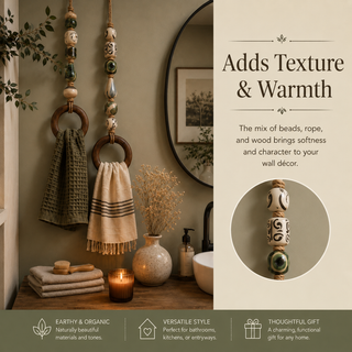 TerraLoop – Decorative Beaded Towel Hanger with Wooden Ring