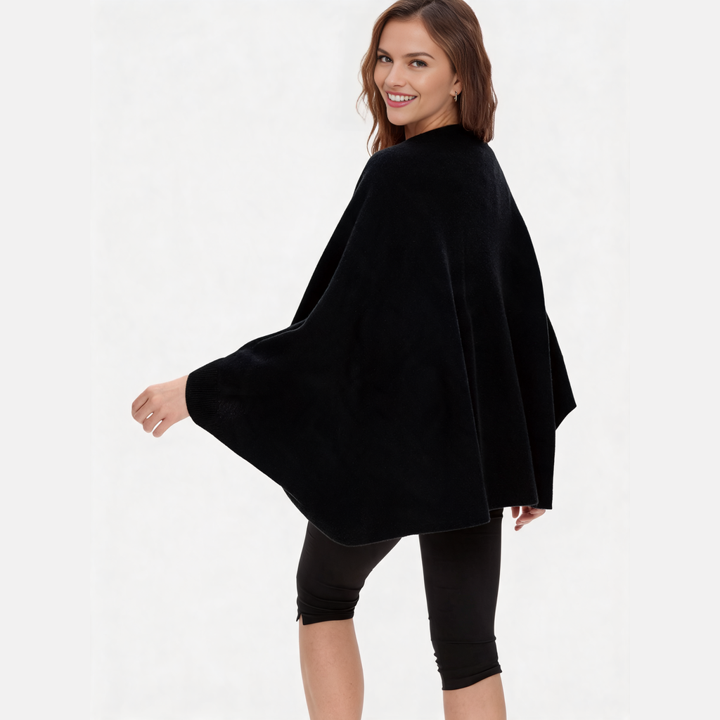 CozyDrape – 100% Merino Wool Wrap with Built-In Sleeve Openings