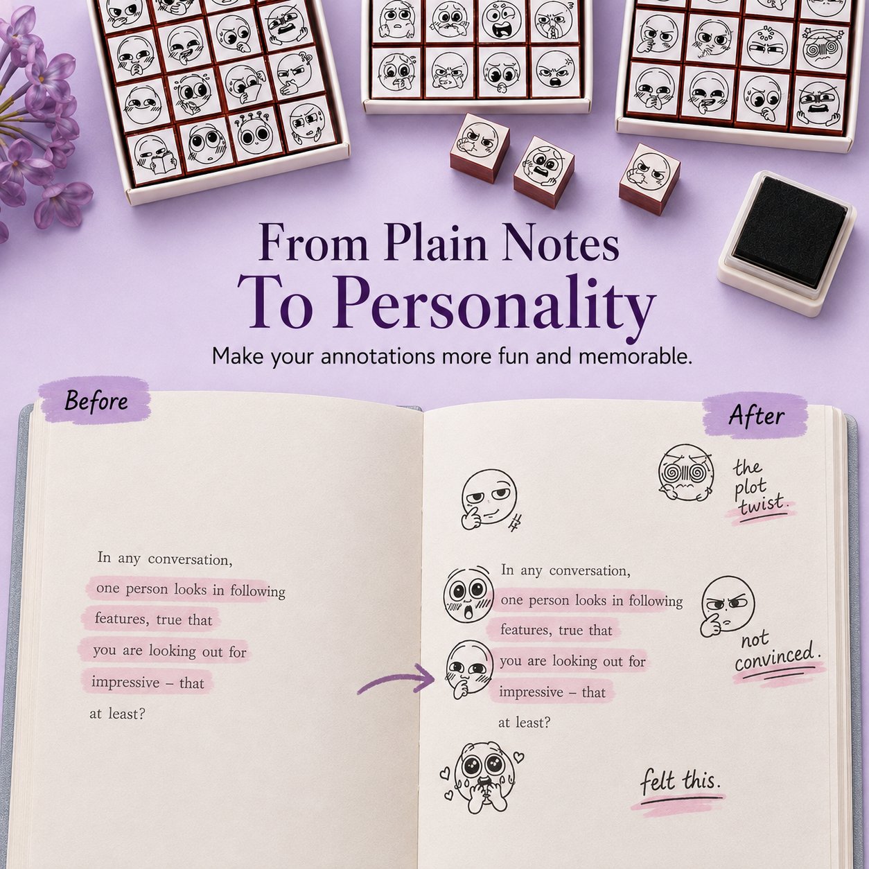 📚 PageMood – Expression Reaction Stamp Set for Readers & Journaling