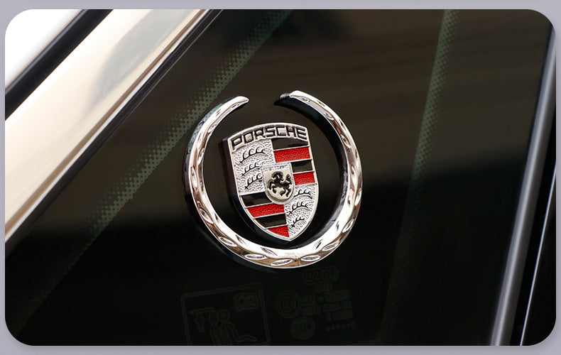 LaurelBadge – 3D Metal Window Emblem Sticker with Chrome Wreath