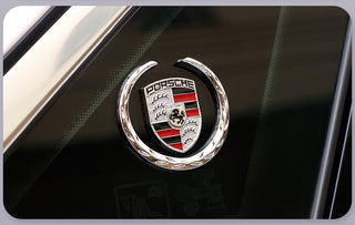LaurelBadge – 3D Metal Window Emblem Sticker with Chrome Wreath