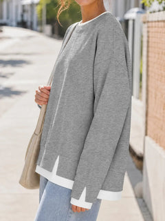 LayerEase – Women’s Oversized Faux Two-Piece Sweatshirt