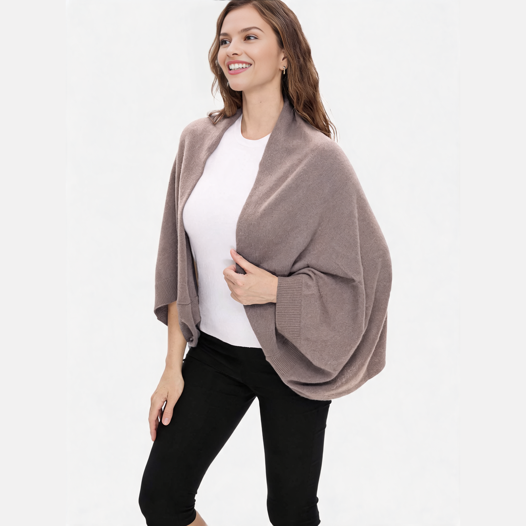 CozyDrape – 100% Merino Wool Wrap with Built-In Sleeve Openings
