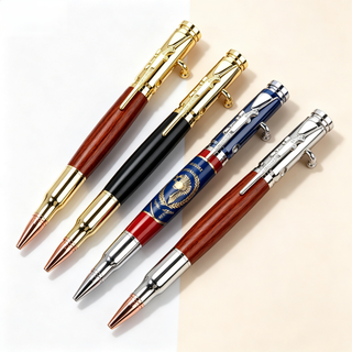 BoltScribe – 🖊Handcrafted by Jake Wilson🖊 Bolt-Action Wooden Bullet Pen Crafted from Real Wood & Bullet Casing