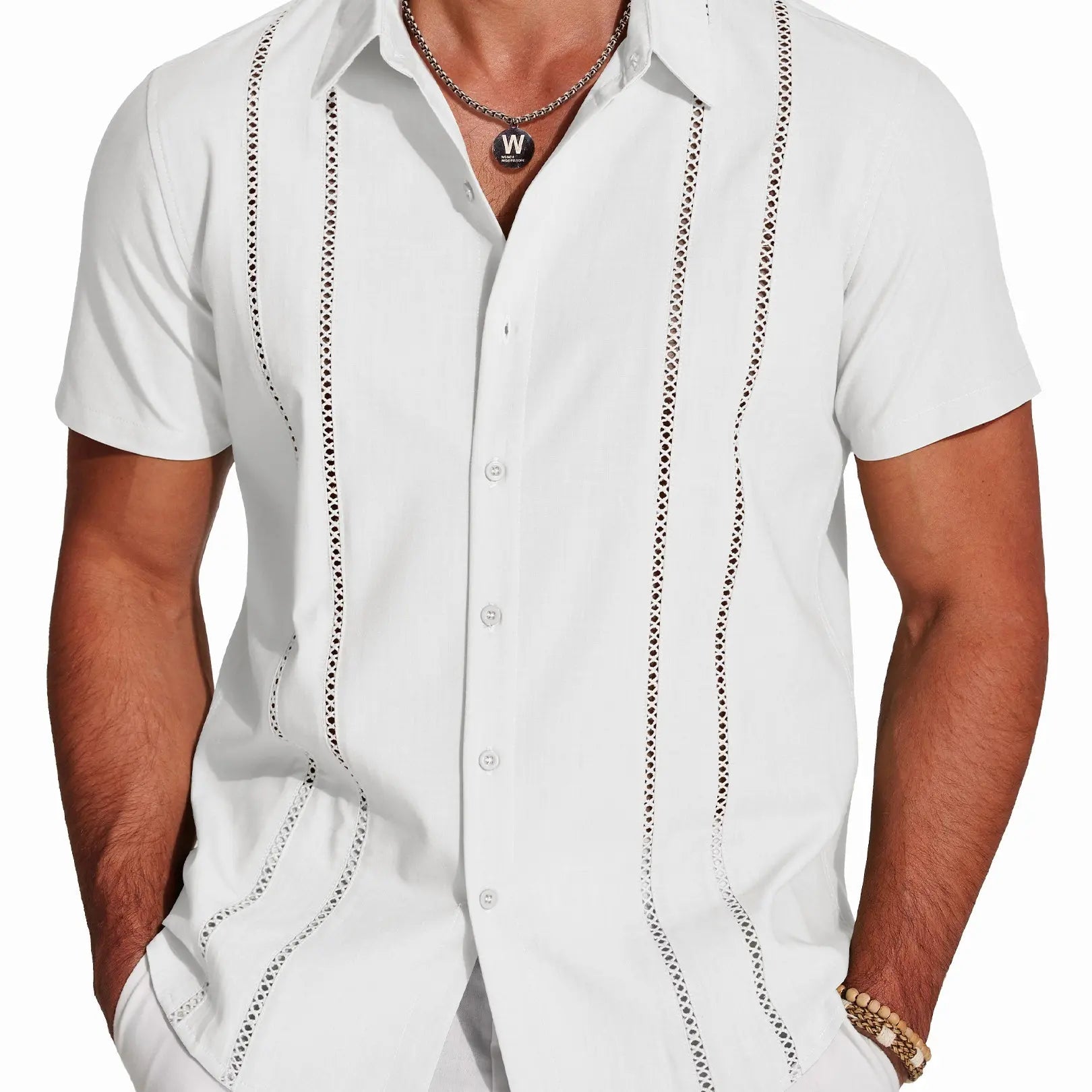 GuayaBreeze – Men's Cuban Guayabera Linen-Blend Short Sleeve Button-Down Shirt