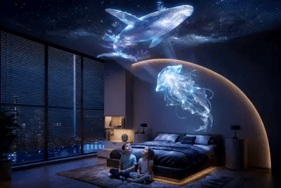 NebulaDome – 360° Smart Holographic Galaxy & Ocean Night Light Projector