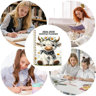 MooPlan – 🐮 2026–2030 Monthly Planner ✨ Cute Highland Cow 5-Year Calendar with Large Monthly Blocks